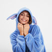 Poncho plaid &agrave; capuche Stitch bleu femme