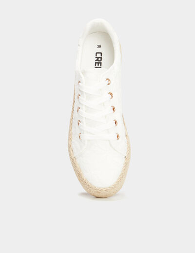 Tennis basses en toile blanc femme