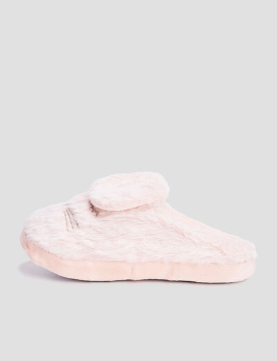 Chaussons mules fausse fourrure rose fille
