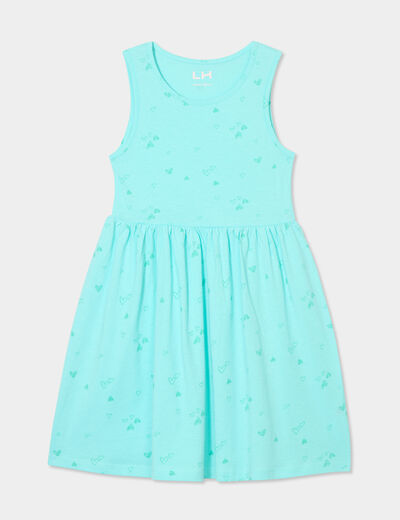 Robe patineuse sans manches coton bleu clair fille