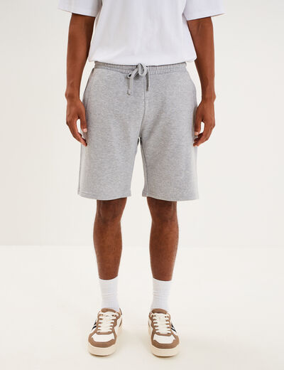 Short jogging molleton droit gris clair homme