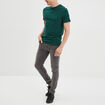 T-shirt droit en coton manches courtes vert fonc&eacute; homme