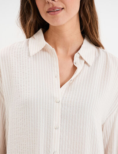 Chemise manches longues beige femme