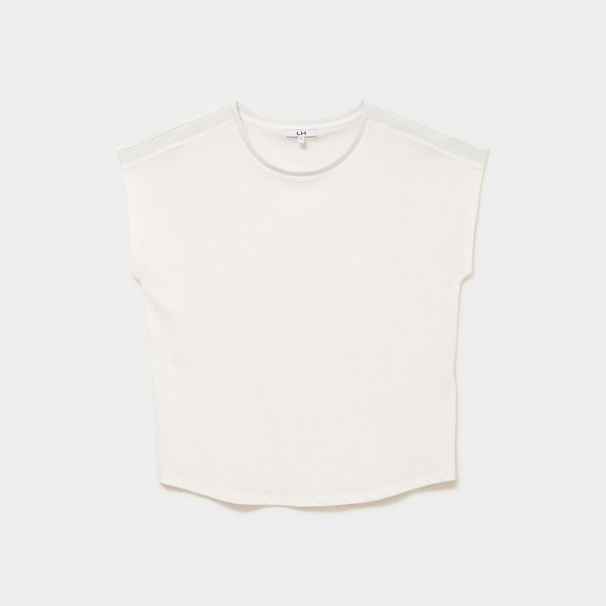 T-shirt col rond manches courtes blanc femme