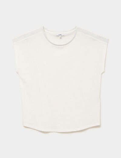 T-shirt col rond manches courtes blanc femme