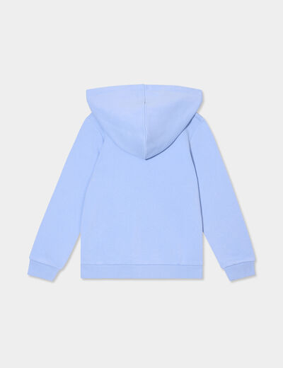 Sweat zippé à capuche droit bleu clair fille