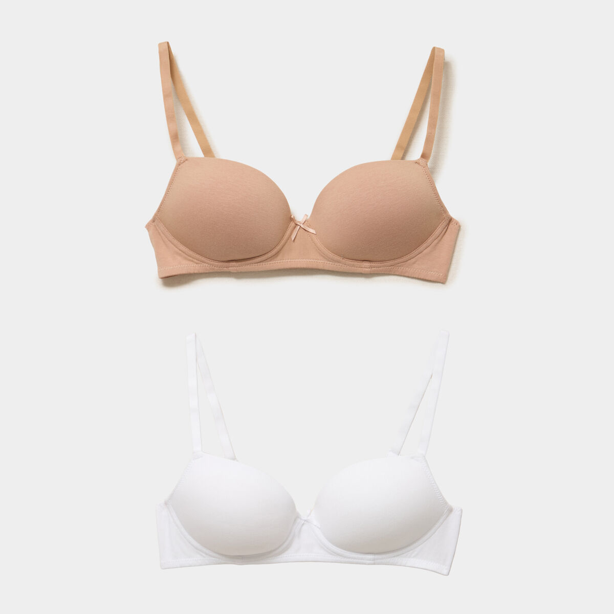 Lot 2 soutiens-gorge triangles padd&eacute;s beige femme
