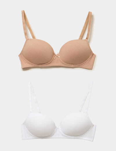 Lot 2 soutiens-gorge triangles padd&eacute;s beige femme