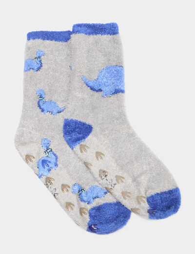 Lot 2 paires chaussettes d'int&eacute;rieur gris gar&ccedil;on