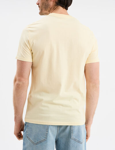 T-shirt col rond manches courtes coton jaune clair homme
