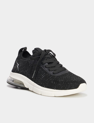 Baskets running à lacets noir femme