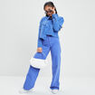Pantalon wide leg taille haute bleu electrique femme