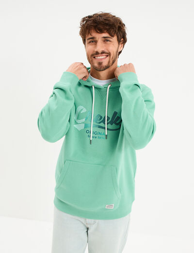 Sweat hoodie molleton1 poche vert menthe homme