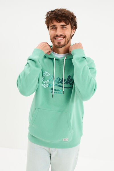 Sweat hoodie molleton1 poche vert menthe homme