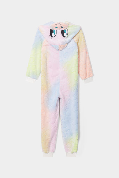 Combinaison pyjama pilou à capuche multicolore fille
