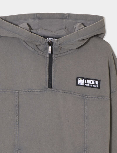 Sweat camionneur hoodie à capuche coton gris foncé garçon