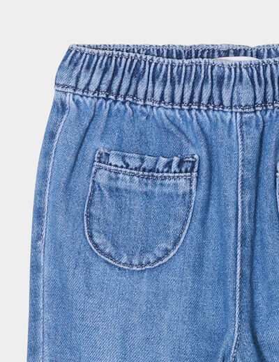Jeans bas élastiqué coton denim double stone bébé fille