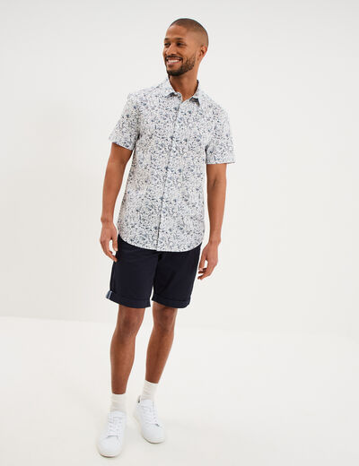 Chemise manches courtes coton bleu homme