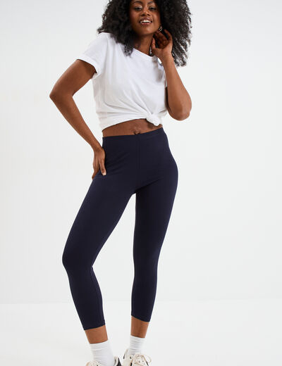 Legging 7/8ème taille élastiquée bleu marine femme