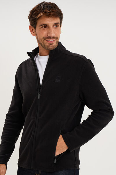 Veste polaire zipp&eacute; col montant noir homme