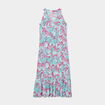 Robe longue sans manches taille coulisse rose fushia femme