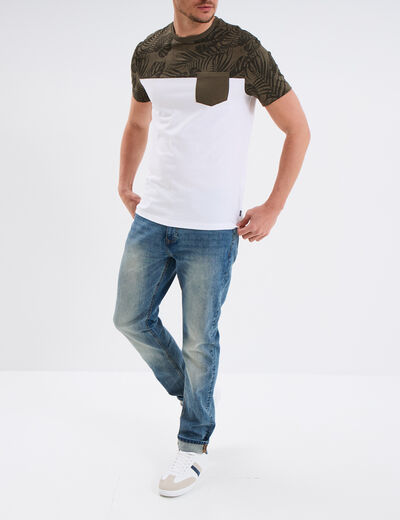 T-shirt manches courtes 1 poche coton vert kaki homme