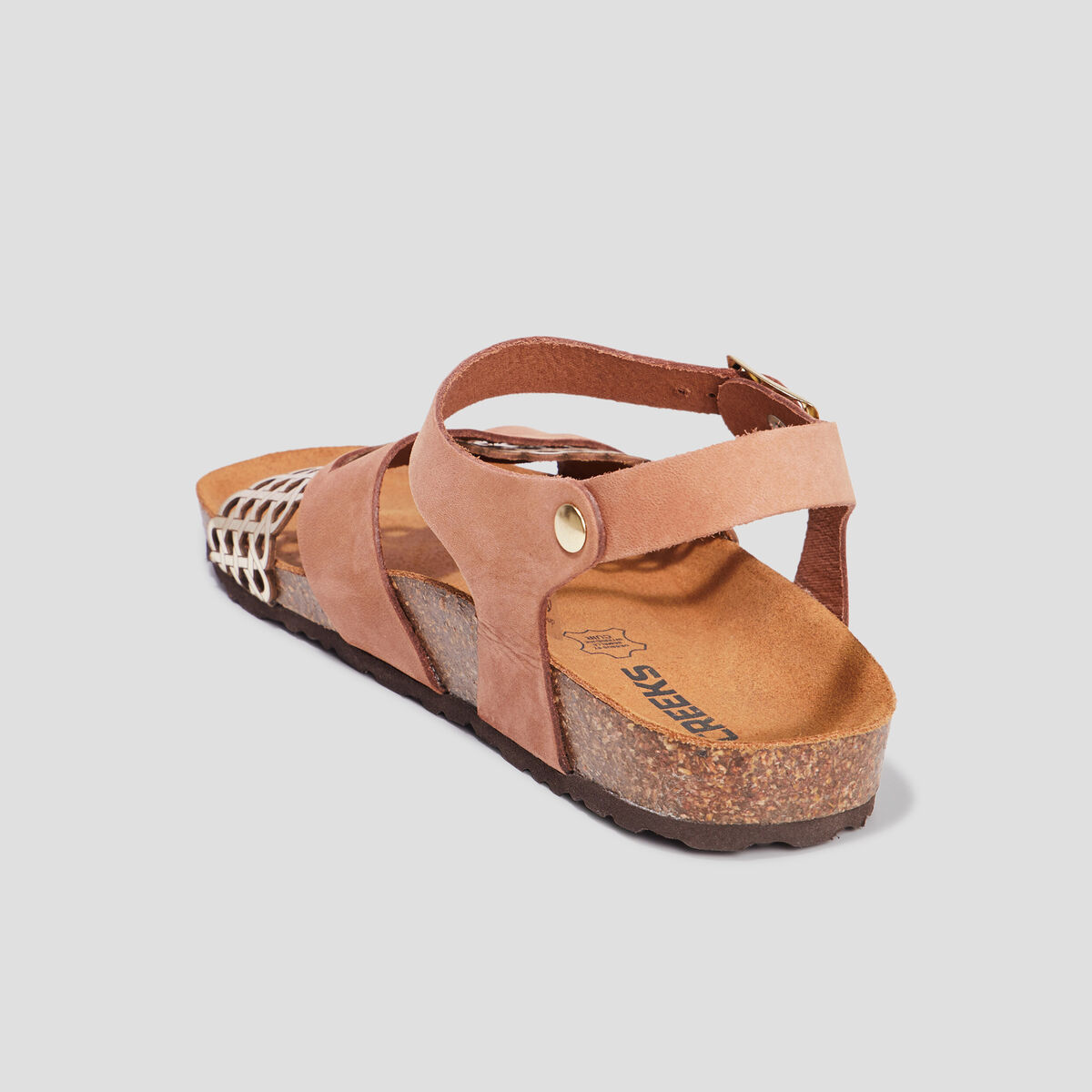 Sandales brides crois&eacute;es en cuir Creeks marron femme