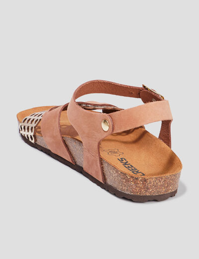 Sandales brides croisées en cuir Creeks marron femme