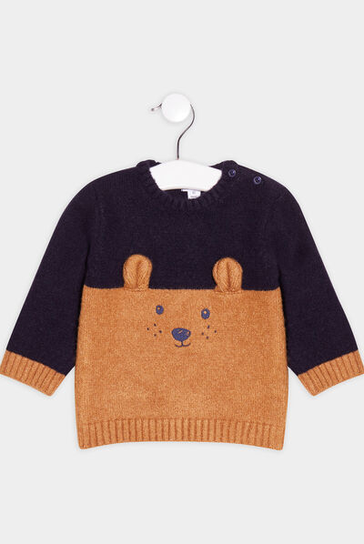 Pull manches longues bleu marine bébé garçon