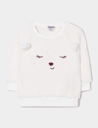 Sweat manches longues blanc bébé fille