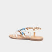 Sandales avec perles en cuir blanc fille