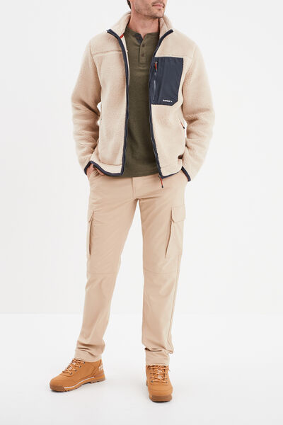 Veste effet sherpa zipp&eacute;e 3 poches beige homme