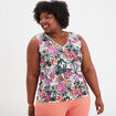 Blouse sans manches col en V ecru femme grande taille