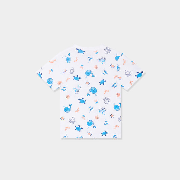 T-shirt col rond manches courtes coton bleu marine bébé garçon