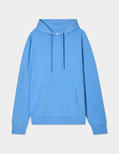 Sweat molleton &agrave; capuche hoodie bleu homme