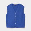 Gilet sans manches col V boutonn&eacute; bleu roi femme