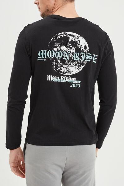 T-shirt droit manches longues Liberto noir homme