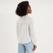 Blouse droite col tunisien coton blanc femme