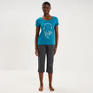 Ensemble pyjama corsaire t-shirt coton bleu canard femme