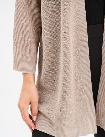 Gilet chauve-souris mi-long beige femme