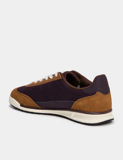 Baskets basses &agrave; lacets marron femme