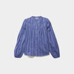 Blouse droite col tunisien coton bleu gris femme
