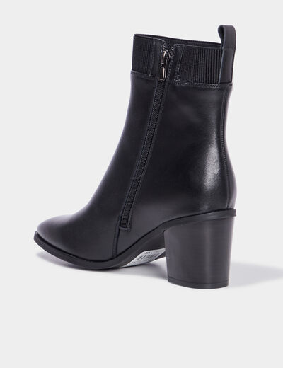 Bottines à talons carrés bout pointu noir femme