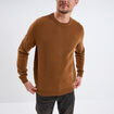 Pull col rond coton manches longues marron homme
