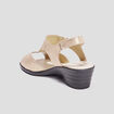 Sandales &agrave; talons pied large en cuir sable femme
