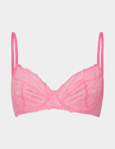 Soutien-gorge emboîtant micro dentelle rose femme
