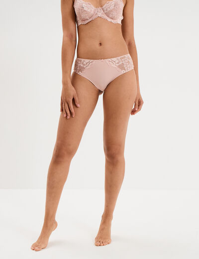 Shorty avec dentelle rose clair femme