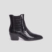 Bottines santiags aspect croco à talons noir femme