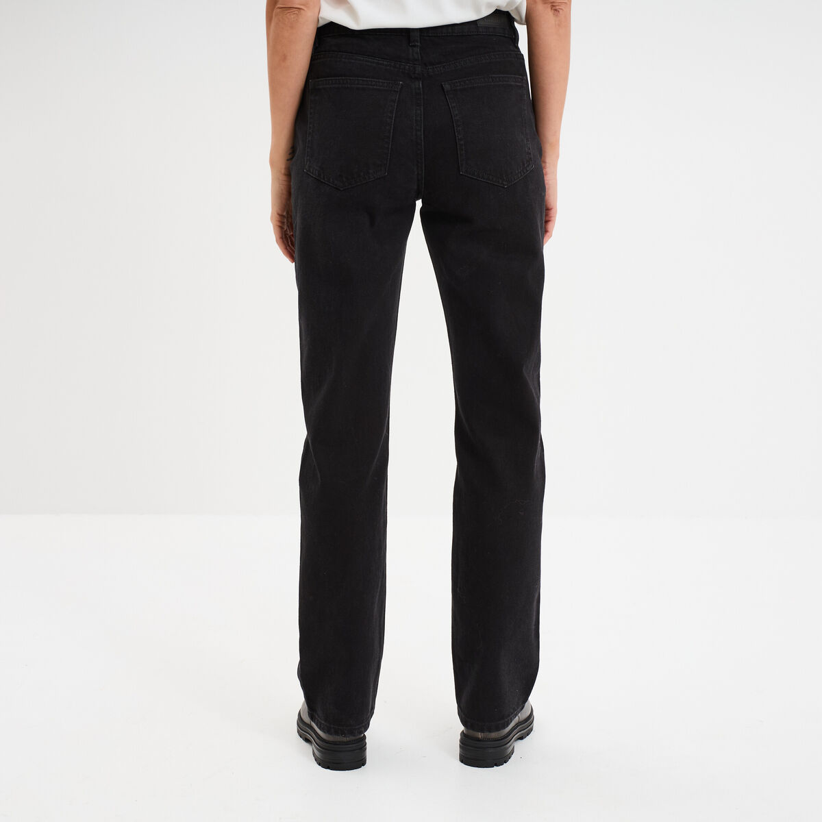 Jeans droit 5 poches coton denim noir femme
