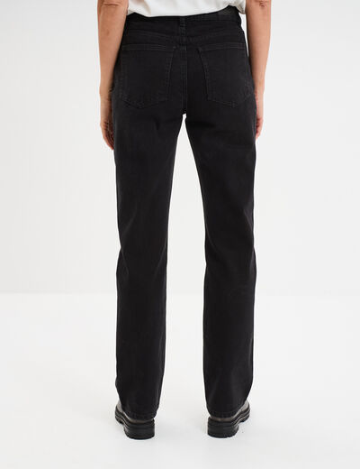 Jeans droit 5 poches coton denim noir femme
